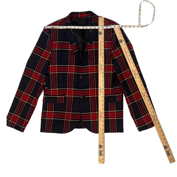 Topman Men’s Tartan Plaid Blazer Jacket–Red & Navy–Size 44R (US)–Statement Piece - Picture 6 of 9